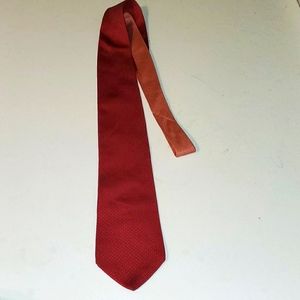 Tommy Hilfiger red w/ blue & white polka-dot silk tie.
